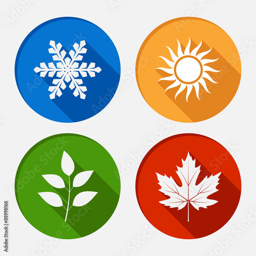 set of vector modern season colored icons