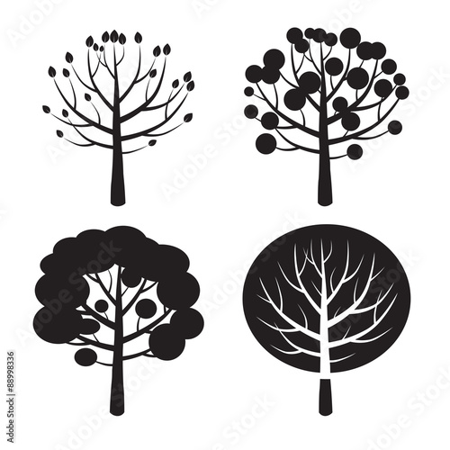 Black set of Trees. Vector Illustration.