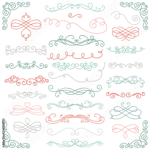 Vector Colorful Doodle Hand Drawn Swirls Collection