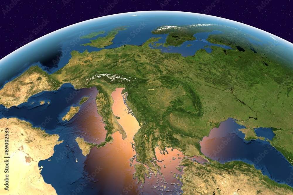 Planet Earth, the Earth from space showing Western Europe on globe in the day time, elements of this image furnished by NASA