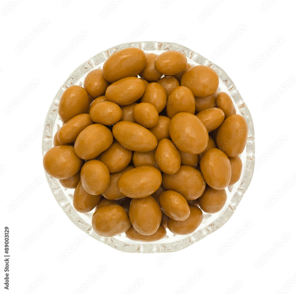 Bowl of caramel coated raisins Bowl of caramel coated raisins
