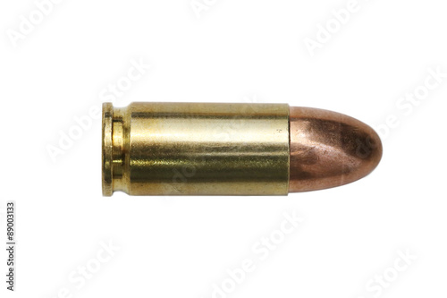 Billede på lærred 9mm bullet on white background