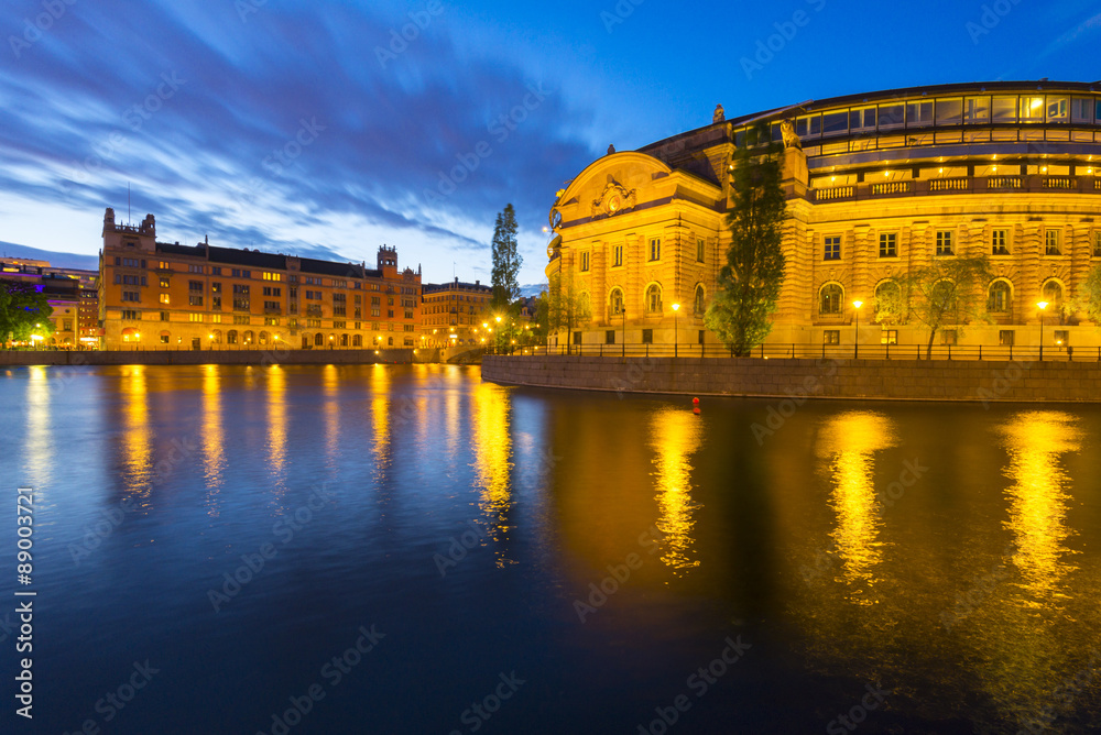 Summer evening panorama of the Old Town in Stockholm, Sweden