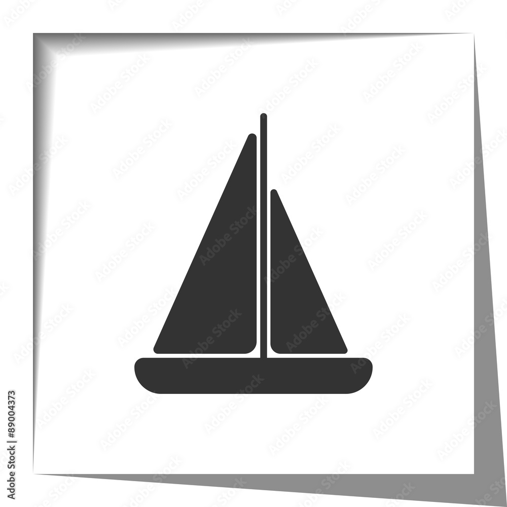 Sailboat icon with cut out shadow effect Sailboat icon with cut out shadow effect