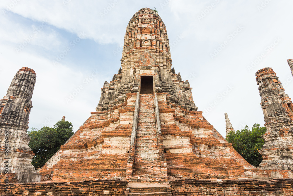 Public ancient temple in Ayuthaya, Thailand