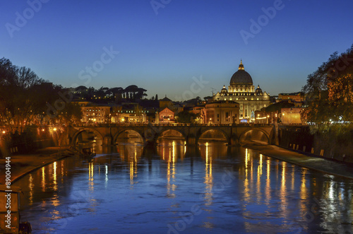 Rome at dusk, Tiber River and the Vatican view
