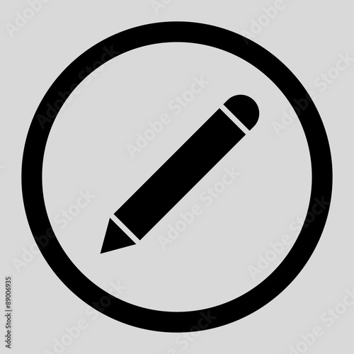 Pencil flat black color rounded vector icon