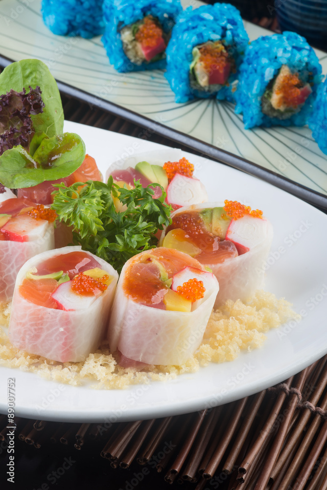 japanese cuisine. sushi on the background
