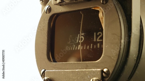 Dusty Compass in Jet Airplane Cockpit, Close Up