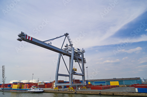 Large container cranes in Port of Antwerp  Belgium