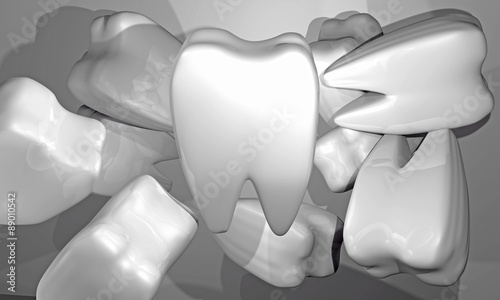 Group of flying teeth - 3d scene