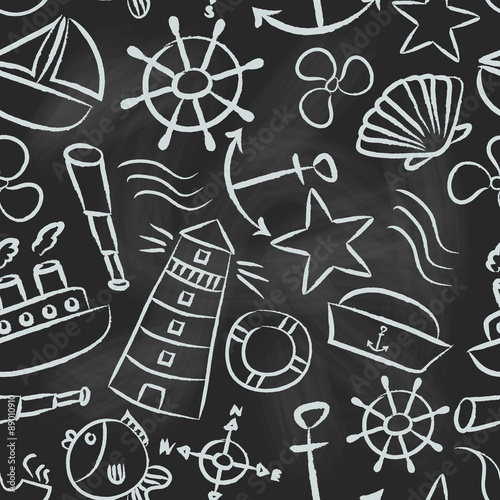 nautical sketch doodle vector icons seamless pattern eps10