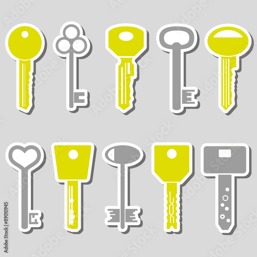 various color keys stickers for open a lock eps10