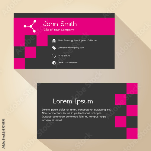 pink and gray simple business card design eps10