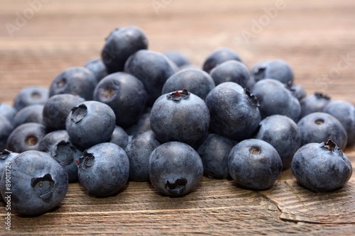 Blueberries on wooden table