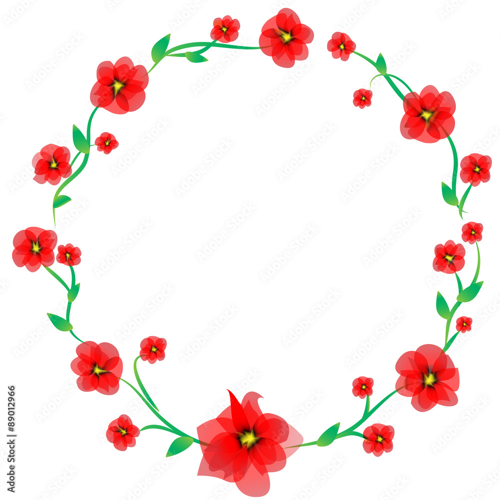 Poppies circlet, isolated on white