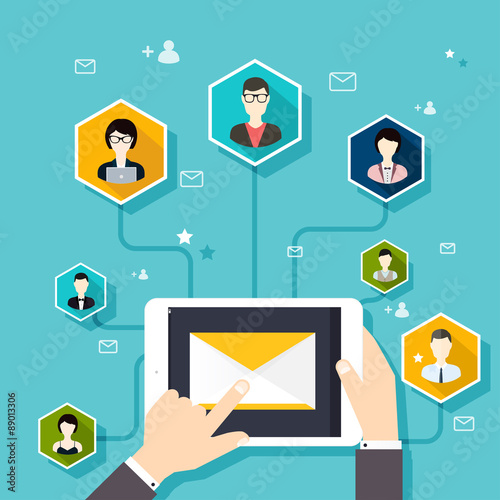 Marceting ñoncept of running email campaign, email advertising,