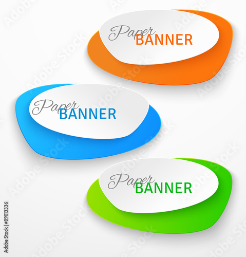 Set of oval colorful paper origami banners