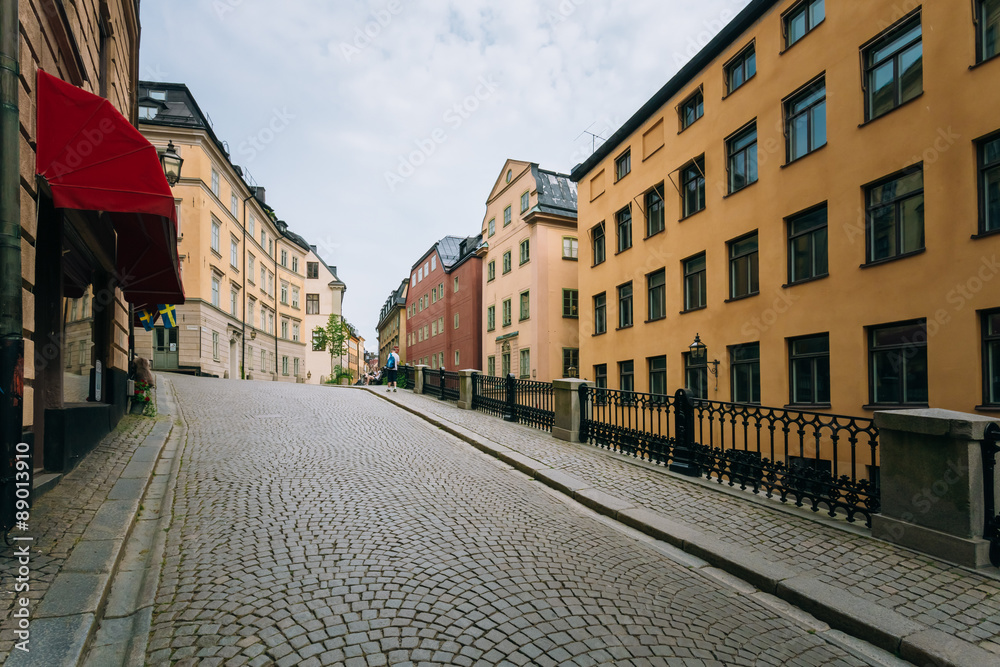 Street in the old town in Stockholm in Sweden