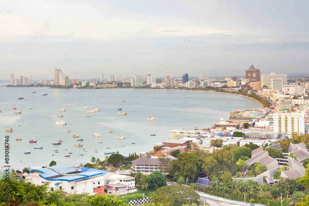 Pattaya bay and beach beautiful city travel landmark in thailand