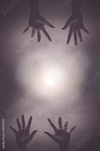  Karma abstract background with hand to hand
