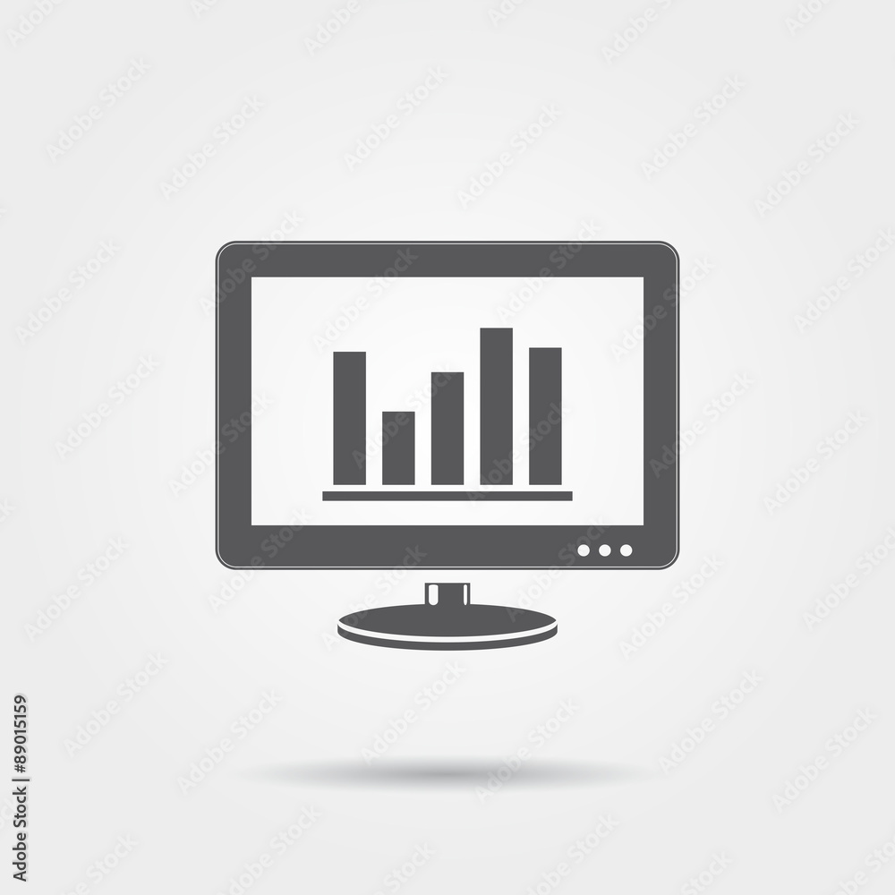 Computer monitor with information analysis - vector icon Computer monitor with information analysis - vector icon