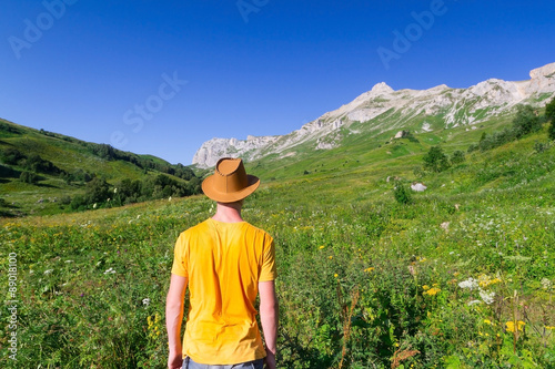 Male hiker with backpack