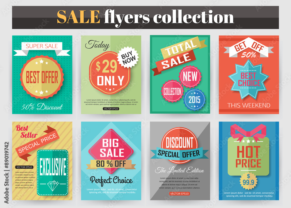 Set of colorful Sale flyers. Best creative design for Sale and