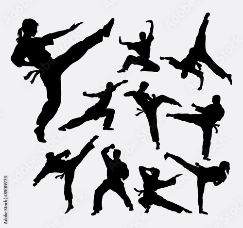 Martial art 2 male and female silhouettes