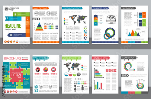 Set of corporate business stationery brochure templates with
