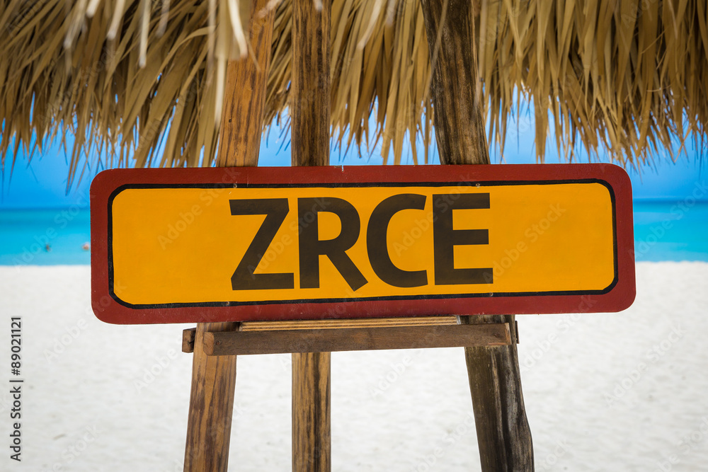 Naklejka premium Zrce sign with beach background