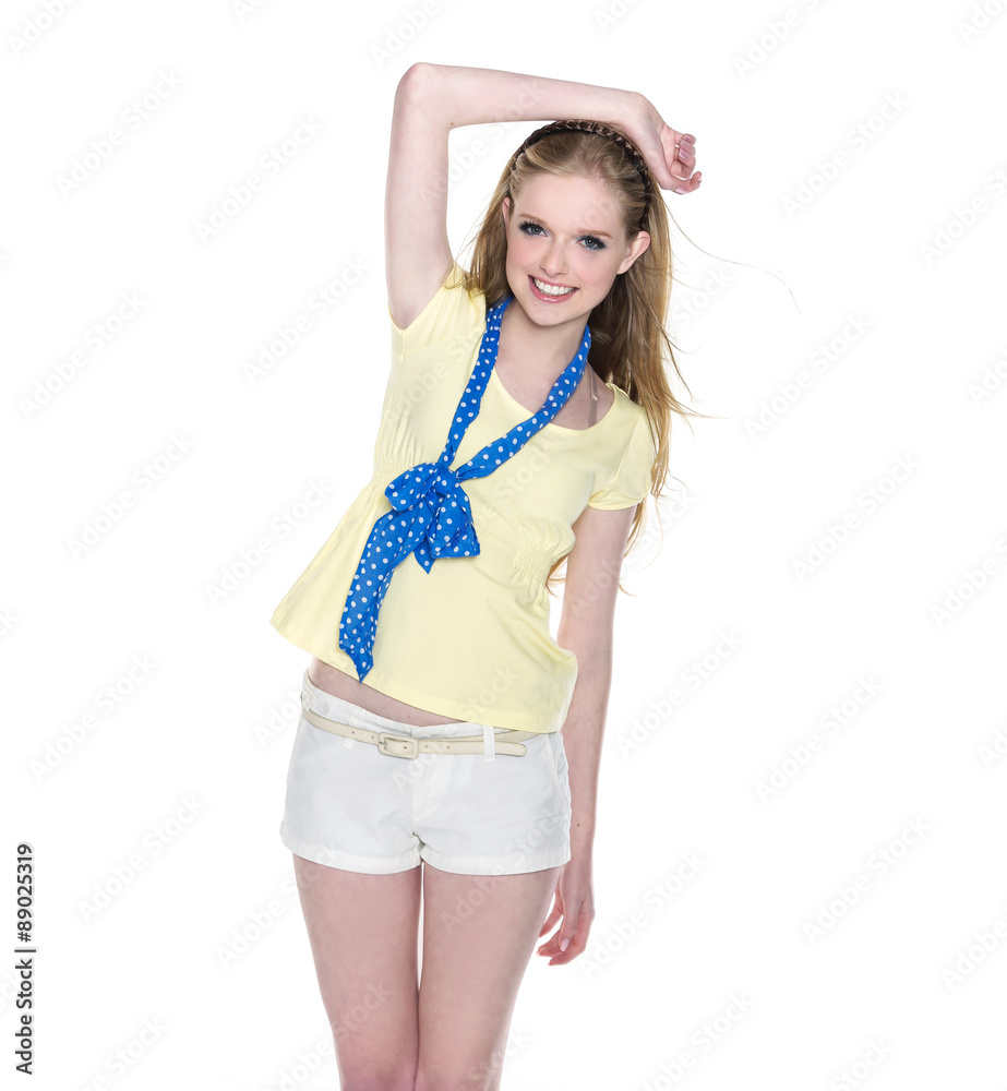 portrait of young leisure woman in trousers, shorts and shirt
portrait of young leisure woman in trousers, shorts and shirt