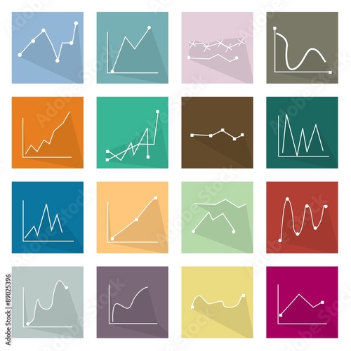 Collection of 16 Line Chart Icons Banner