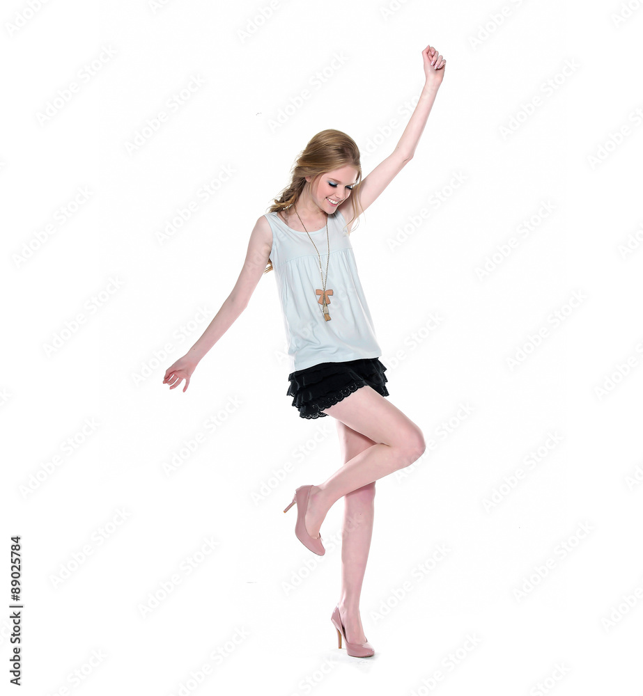 portrait of beautiful young woman in shorts posing portrait of beautiful young woman in shorts posing