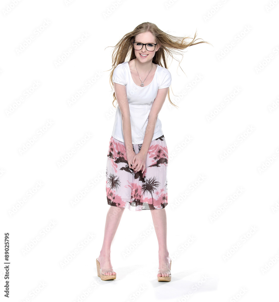 Full length young fashion model in sunglasses posing Full length young fashion model in sunglasses posing