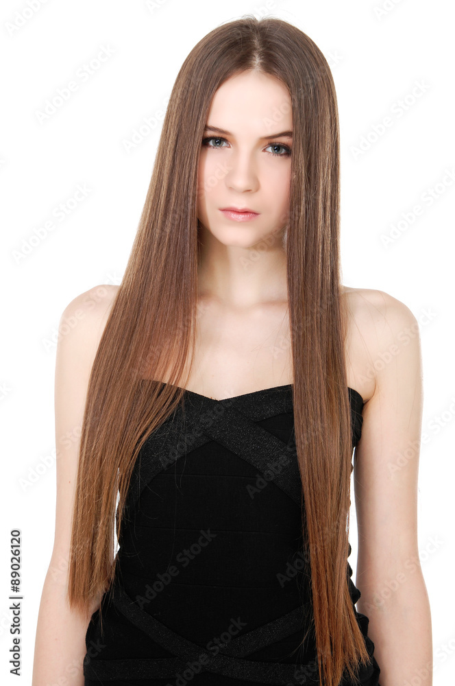 Beautiful Fashion Model Woman with Long Blowing Hair Isolated on White  Background Stock Image  Image of medicine long 144253809