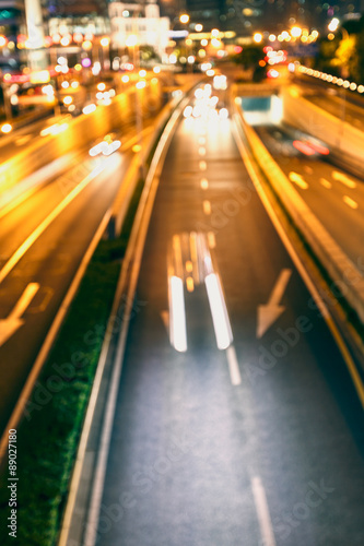 the light trails on the street in shanghai china