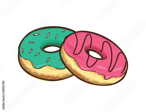 Stack of dough nut isolated on white background