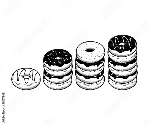 Stack of dough nut isolated on white background