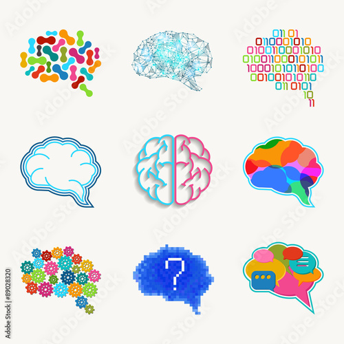 Brain, creation and idea vector icon set