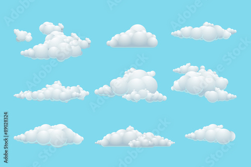 Vector cartoon cloud set