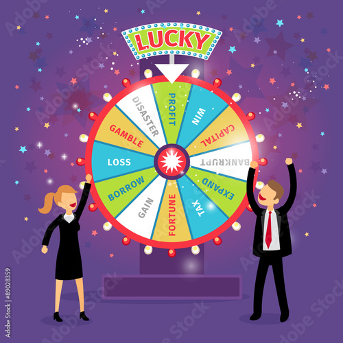 Vector financial wheel of fortune. Business concept