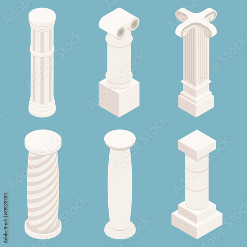 Vector 3d isometric columns