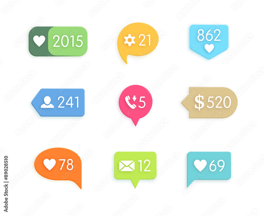 Like and information button icon with counter Like and information button icon with counter
