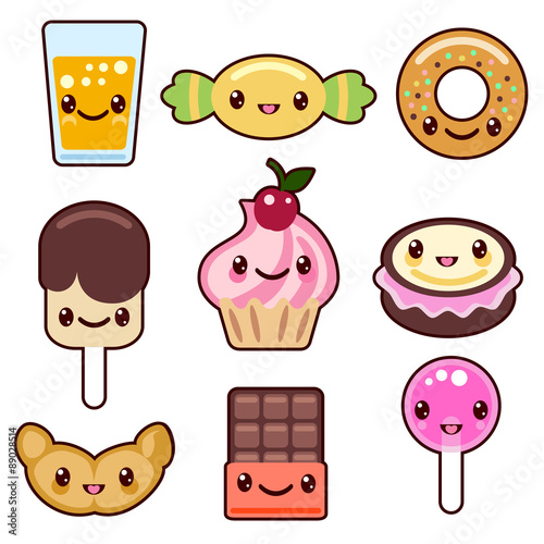 Candy kawaii food characters