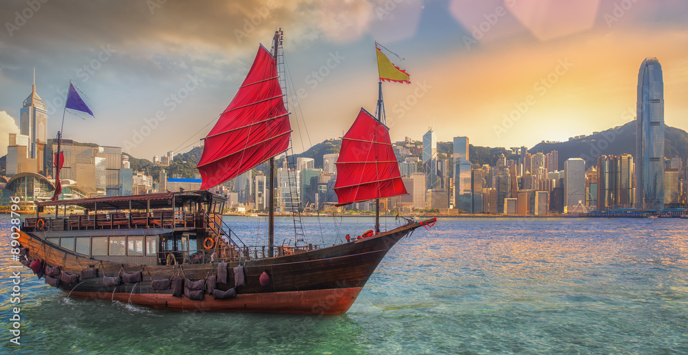 Hongkong harbor - obrazy, fototapety, plakaty 