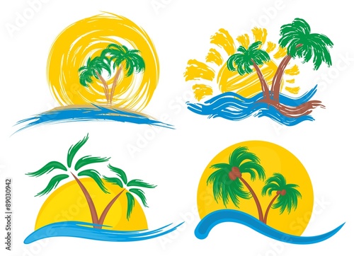 island Logos with a palm tree.