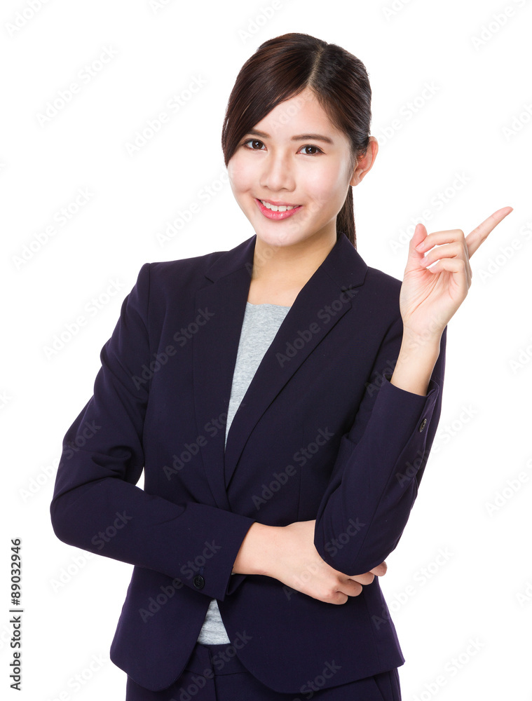 Asian businesswoman with finger point up Asian businesswoman with finger point up