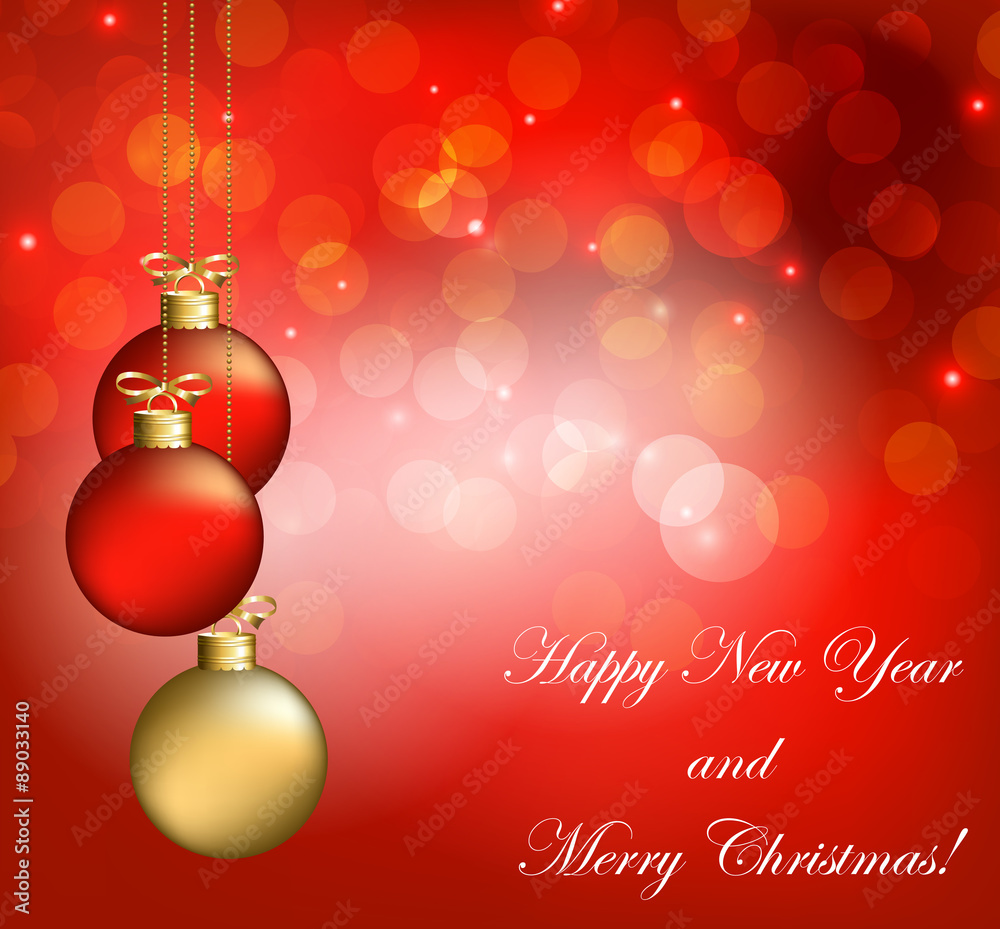 Merry Christmas Landscape. Vector Happy New Year Merry Christmas Landscape. Vector Happy New Year