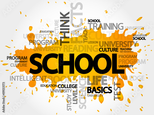 School word cloud, presentation background